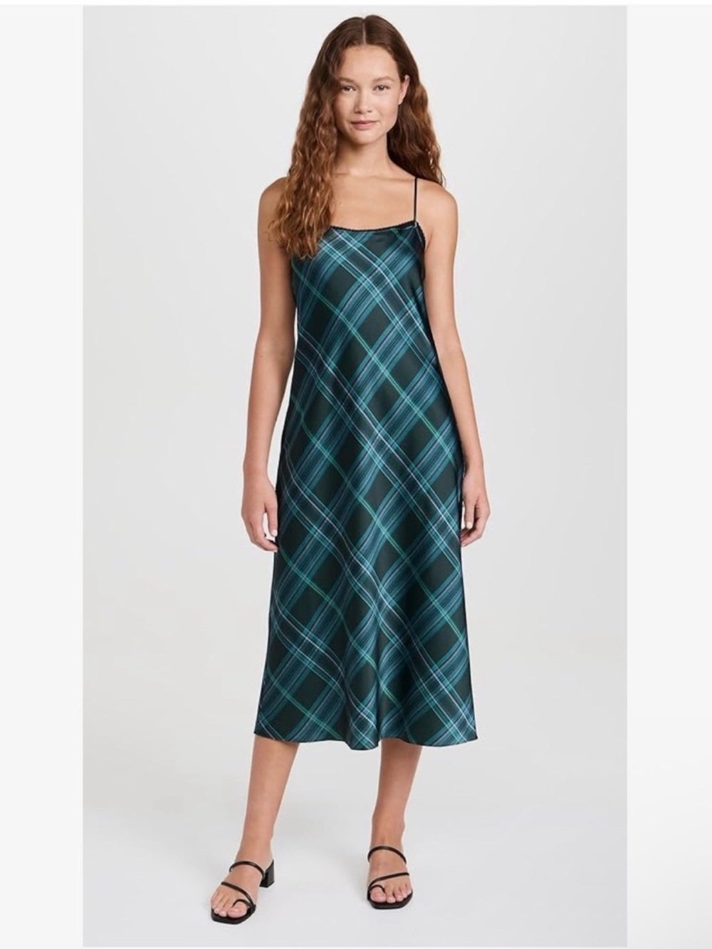 Vince Plaid Lace-Trim Slip Dress - Size XS